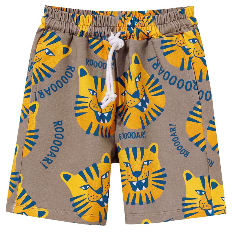 Brown Tigers Pocket Shorts - 1 Left Size 4-6 years-KuKuKid-Modern Rascals