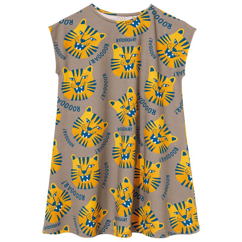 Brown Tigers Short Sleeve Casual Dress - 2 Left Size 6-8 & 10-12 years-KuKuKid-Modern Rascals