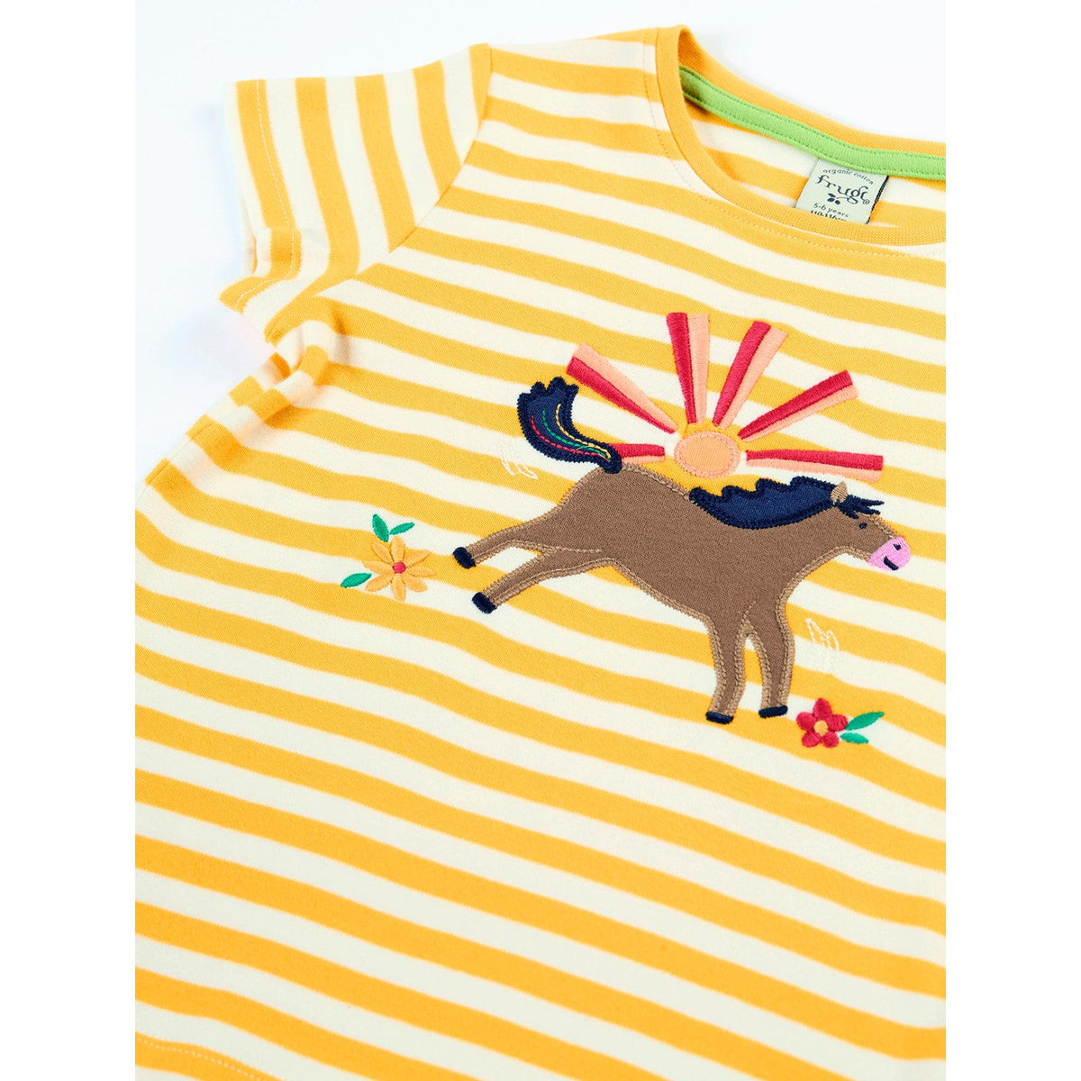Bumblebee Stripe/Horse Camille Applique T-Shirt - 2 Left Size 5-6 & 8-9 years-Frugi-Modern Rascals