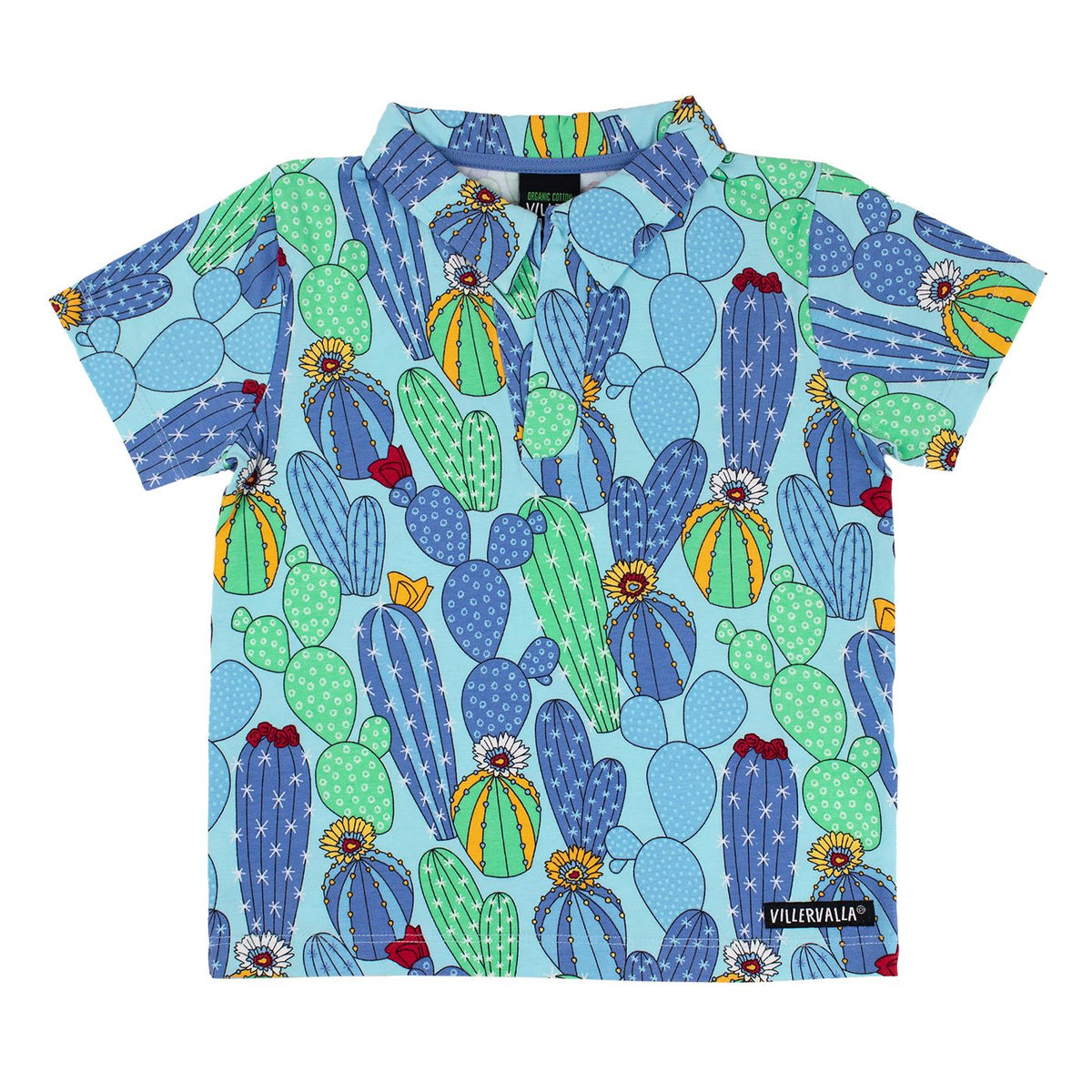 Cactus Short Sleeve Shirt With Collar - Light Bay - 2 Left Size 2-3 & 4-5 years-Villervalla-Modern Rascals