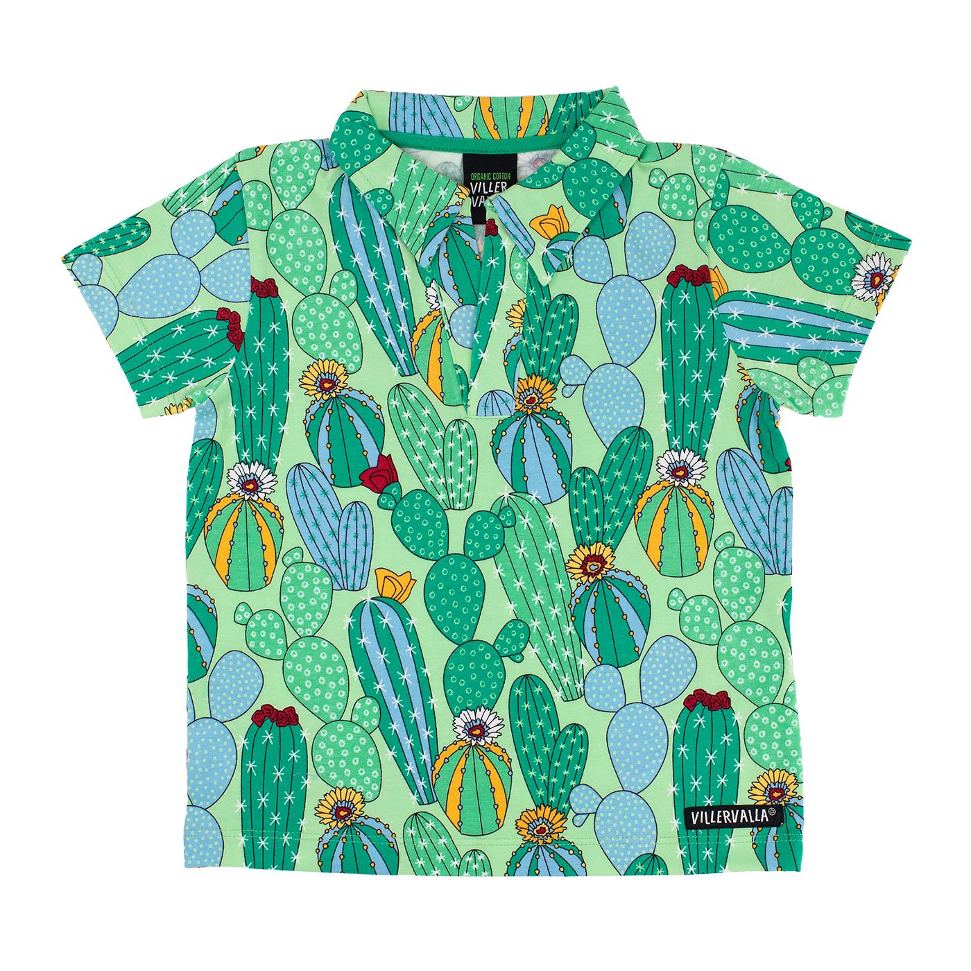 Cactus Short Sleeve Shirt With Collar - Light Fern - 1 Left Size 4-5 years-Villervalla-Modern Rascals