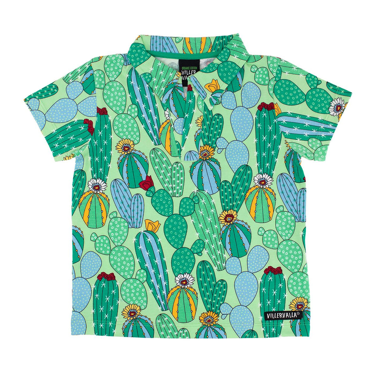 Cactus Short Sleeve Shirt With Collar - Light Fern-Villervalla-Modern Rascals