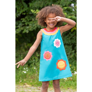 Camper Blue / Flowers Ariana Shift Sleeveless Dress - 1 Left Size 10-11 years-Frugi-Modern Rascals