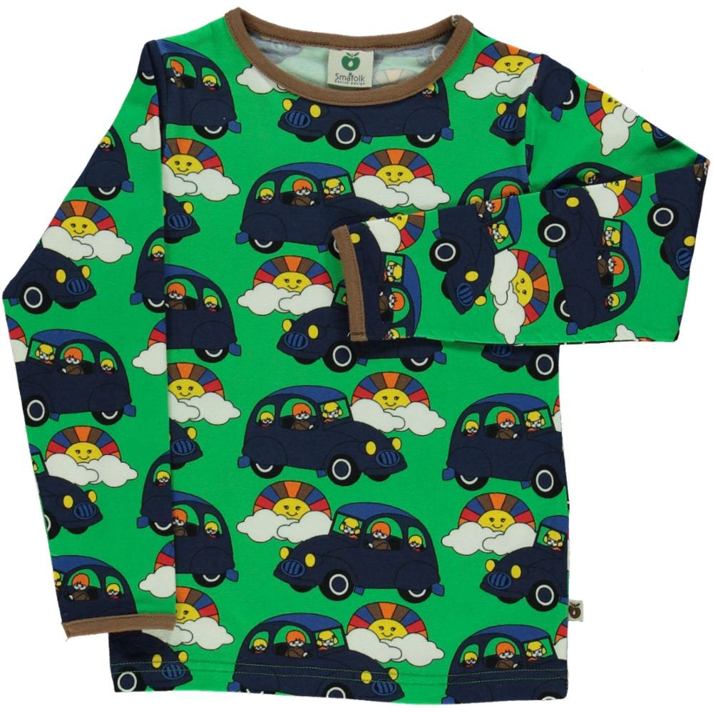 Car Long Sleeve Shirt - Apple Green - 1 Left Size 9-10 years-Smafolk-Modern Rascals