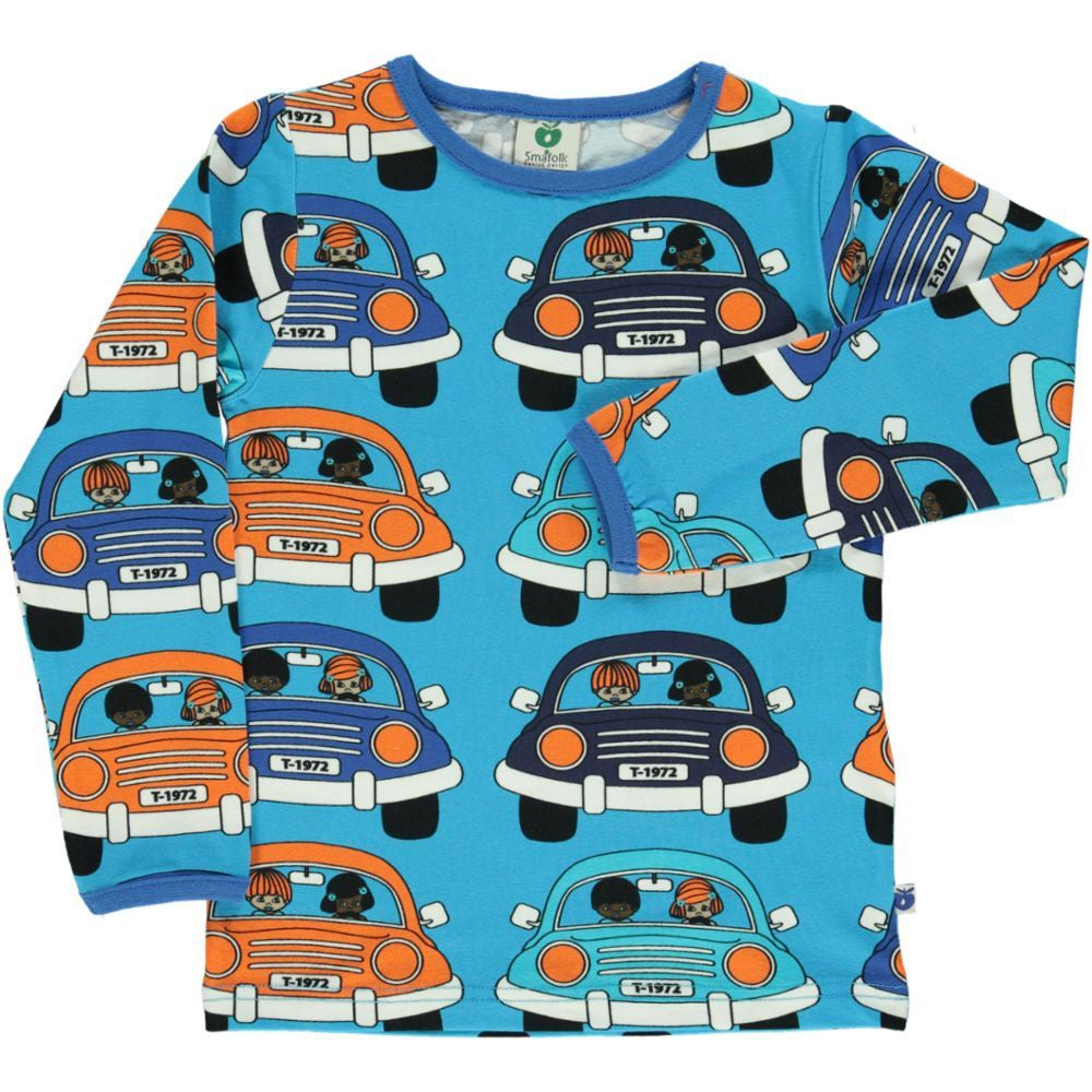 Car Long Sleeve Shirt - Ocean Blue - 2 Left Size 7-8 & 11-12 years-Smafolk-Modern Rascals