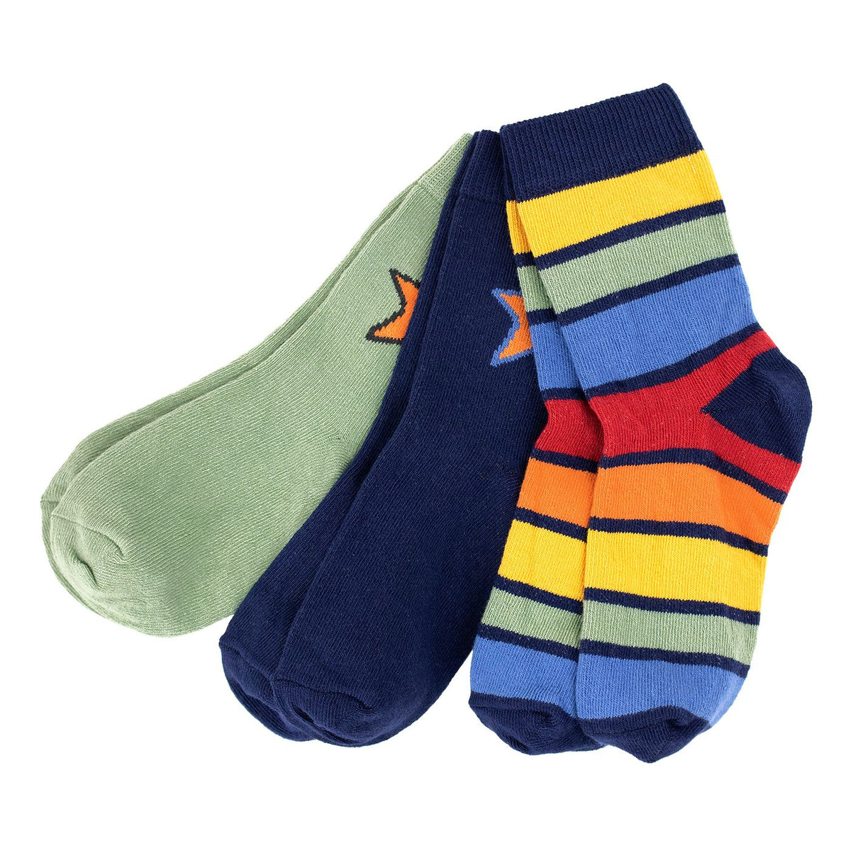 Chamonix, Pacific & Sage Multi-Stripe Socks - 3 Pack - 1 Left Size 2-4 years-Villervalla-Modern Rascals