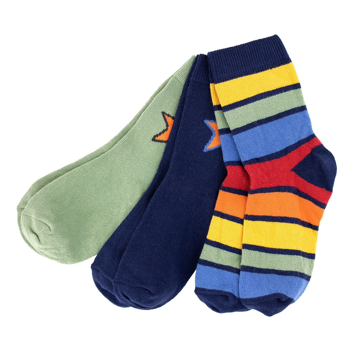 Chamonix, Pacific & Sage Multi-Stripe Socks - 3 Pack - 1 Left Size 2-4 years-Villervalla-Modern Rascals