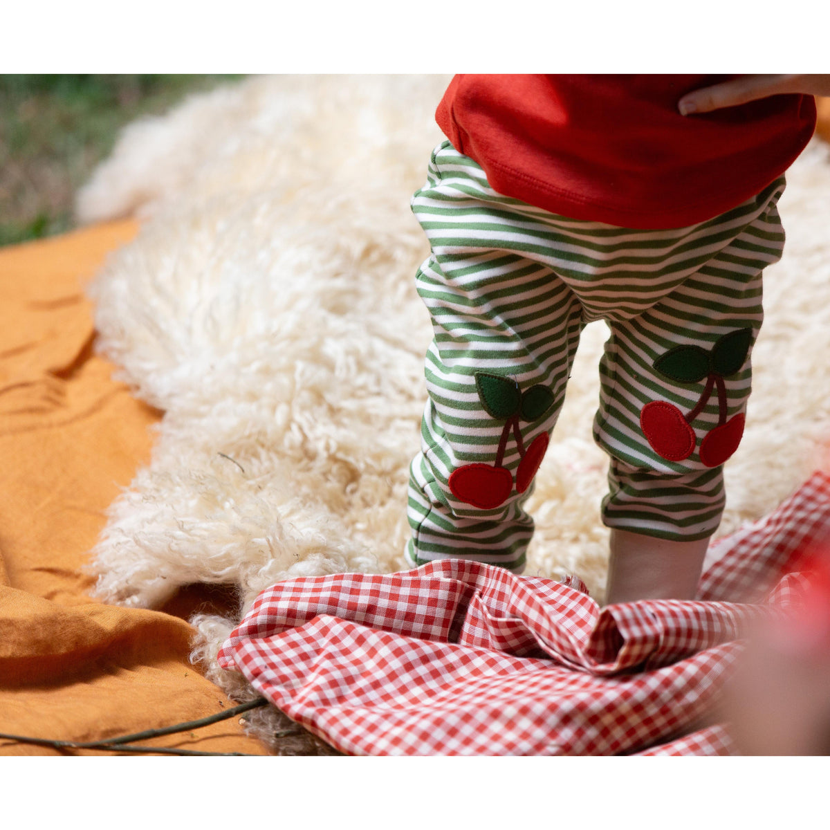 Cherry Knee Patch Striped Joggers-Little Green Radicals-Modern Rascals