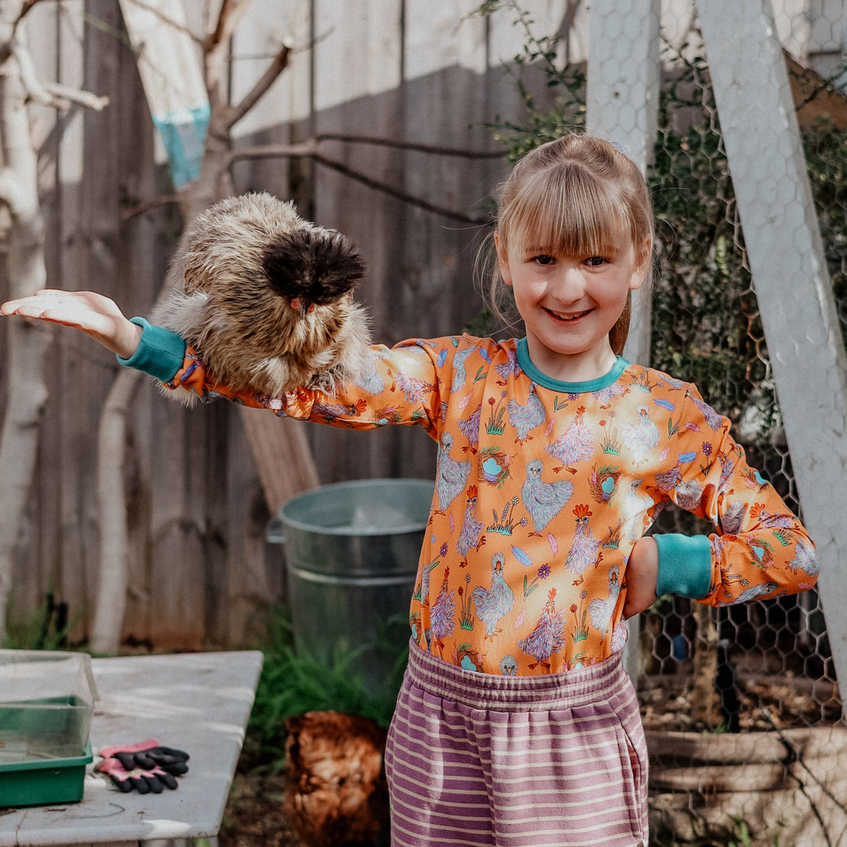 Chickens Long Sleeve Shirt-Uddevalla Barn-Modern Rascals