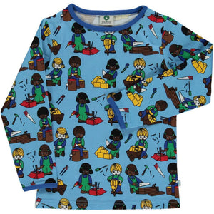 Children Long Sleeve Shirt - Blue Grotto - 1 Left Size 9-10 years-Smafolk-Modern Rascals