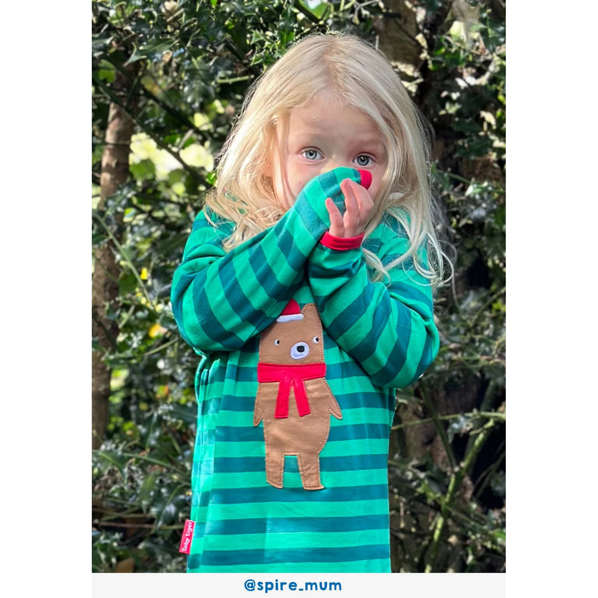 Christmas Bear Applique Long Sleeve Shirt - 2 Left Size 4-5 years-Toby Tiger-Modern Rascals
