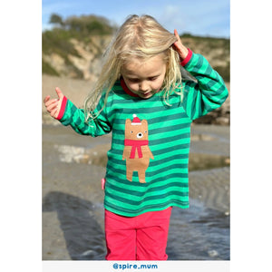 Christmas Bear Applique Long Sleeve Shirt - 2 Left Size 4-5 years-Toby Tiger-Modern Rascals