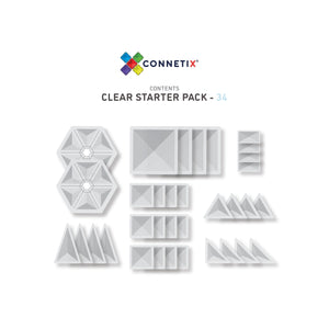 Clear Starter Pack - 34 pieces-Connetix-Modern Rascals