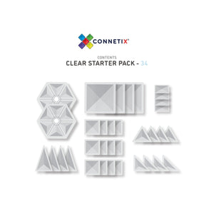 Clear Starter Pack - 34 pieces-Connetix-Modern Rascals