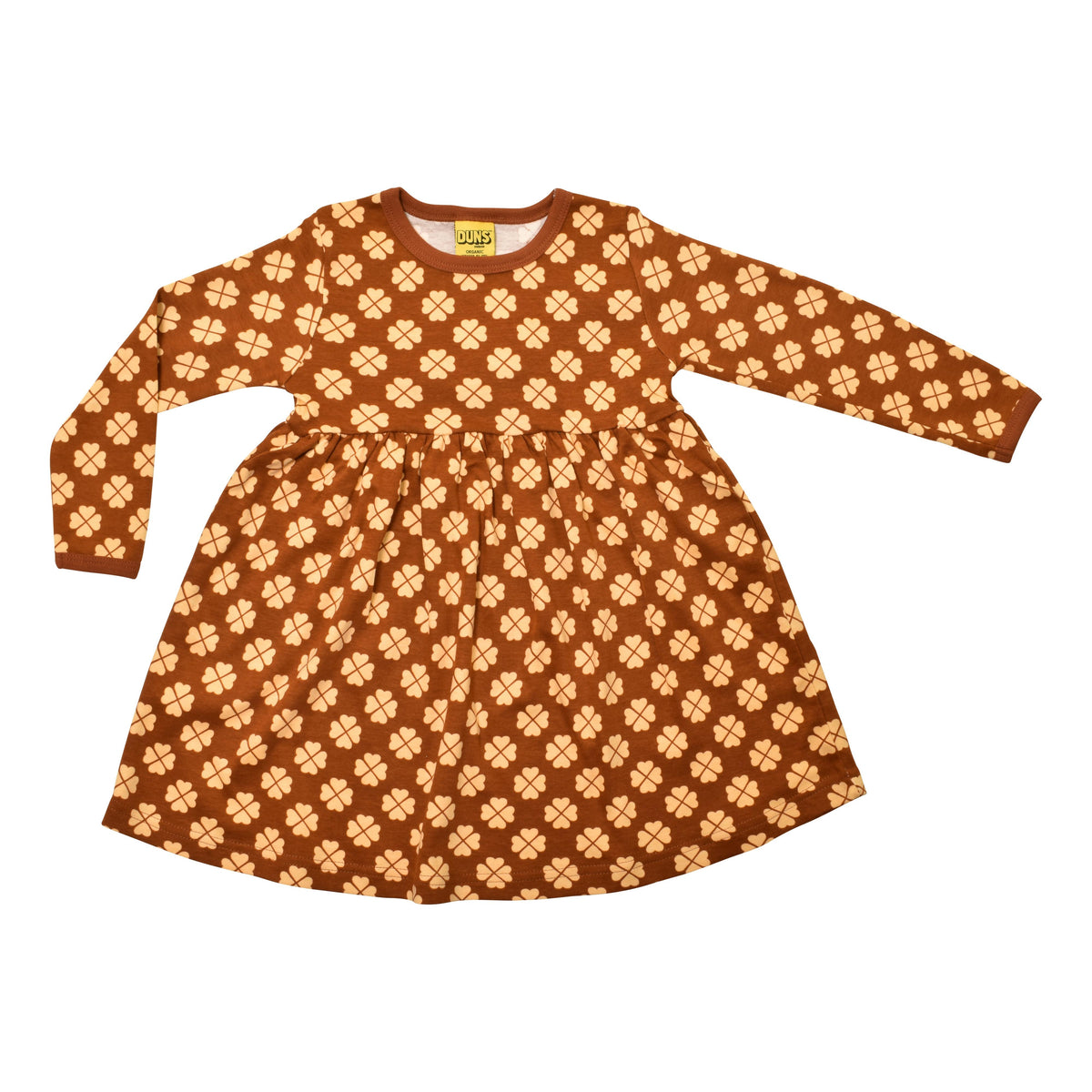 Clover - Brown Long Sleeve Dress With Gathered Skirt-Duns Sweden-Modern Rascals