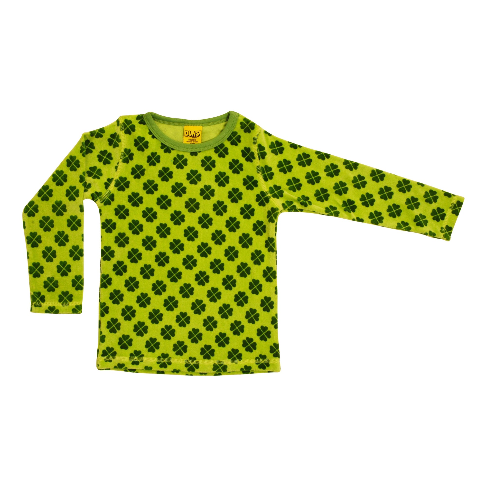Clover - Green Velour Long Sleeve Shirt - 1 Left Size 8-10 years-Duns Sweden-Modern Rascals