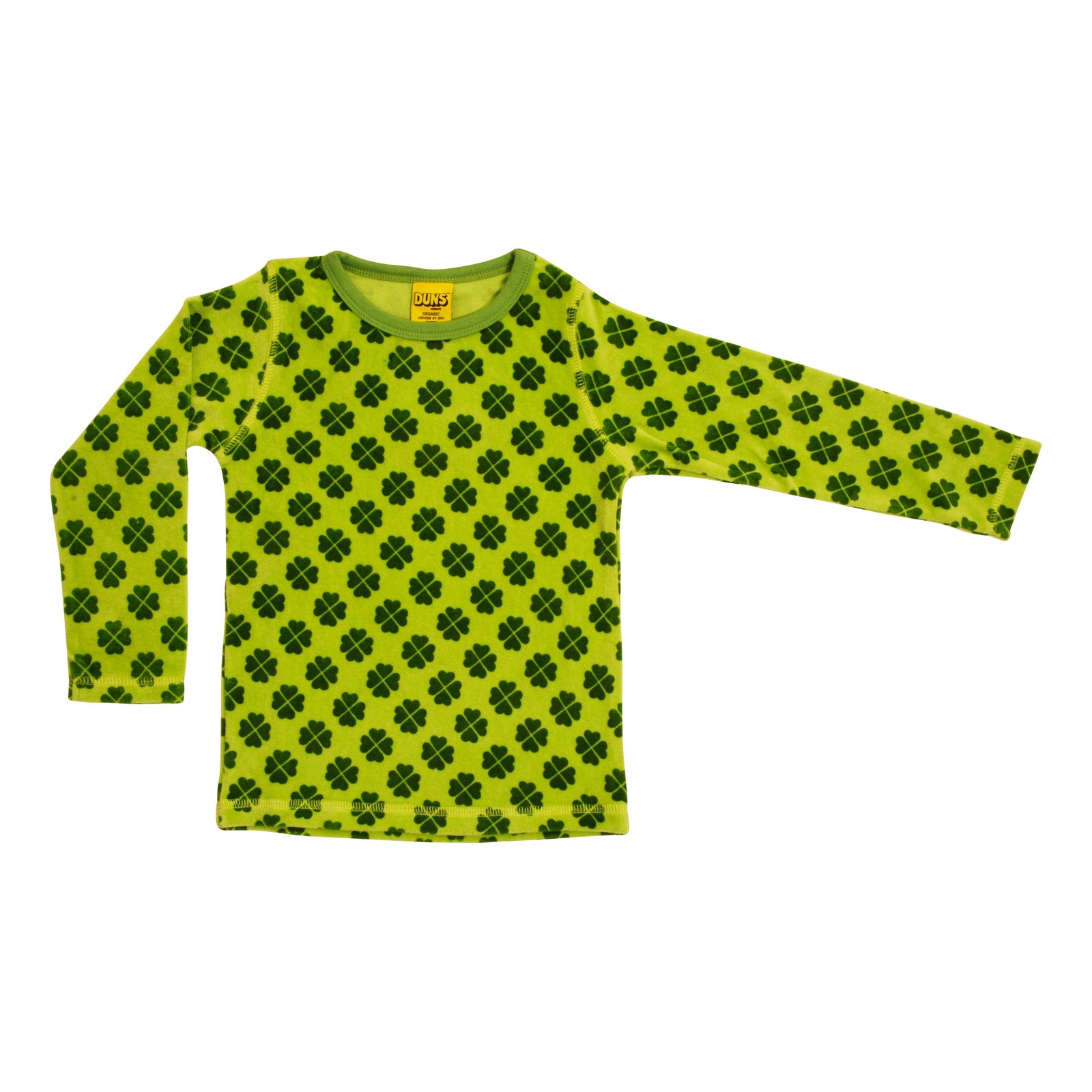 Clover - Green Velour Long Sleeve Shirt - 2 Left Size 12-14 years-Duns Sweden-Modern Rascals