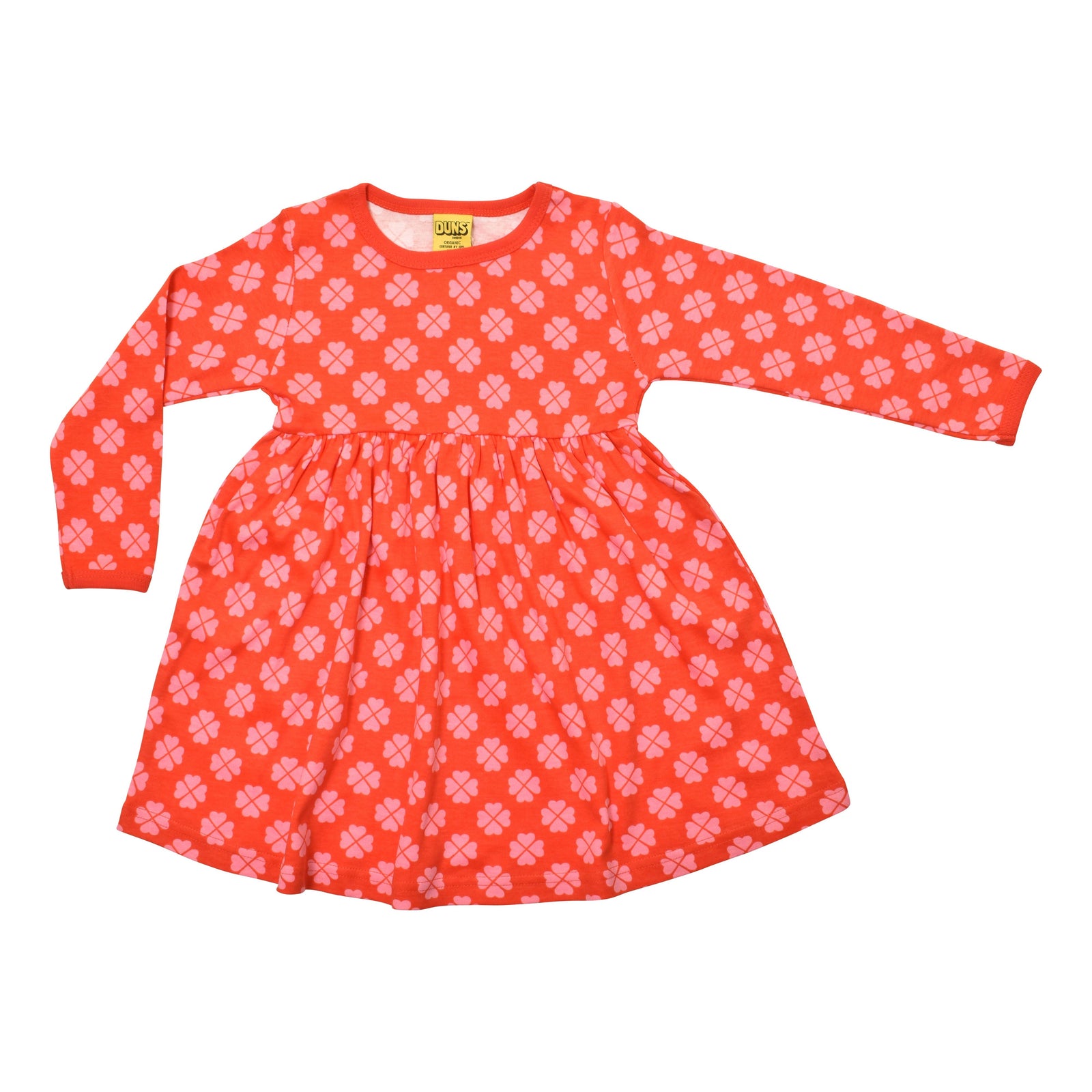 Clover - Red Long Sleeve Dress With Gathered Skirt - 2 Left Size 12-18 months & 4-5 years-Duns Sweden-Modern Rascals