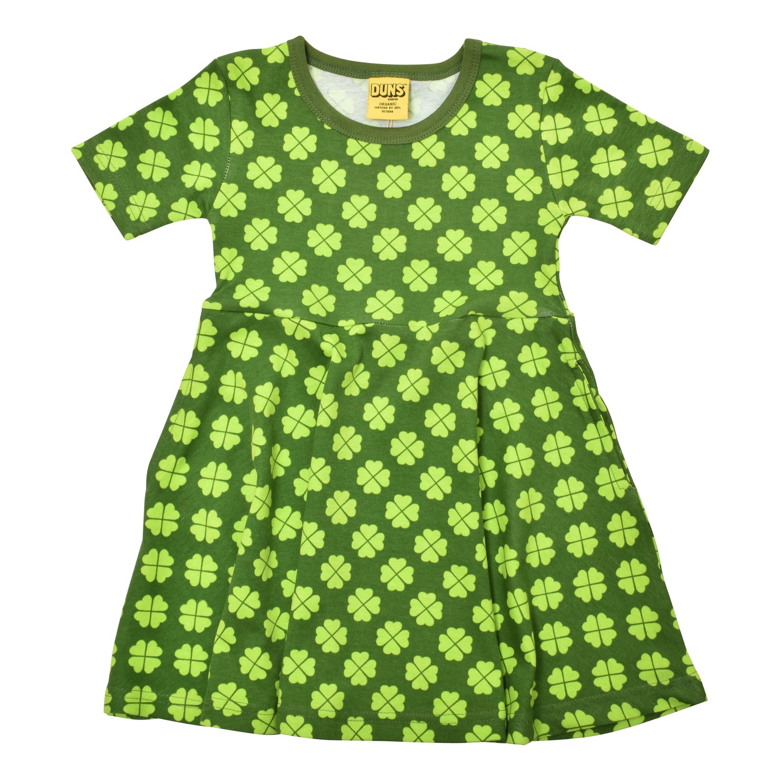 Clover - Tree Top Green Short Sleeve Skater Dress - 1 Left Size 2-3 years-Duns Sweden-Modern Rascals