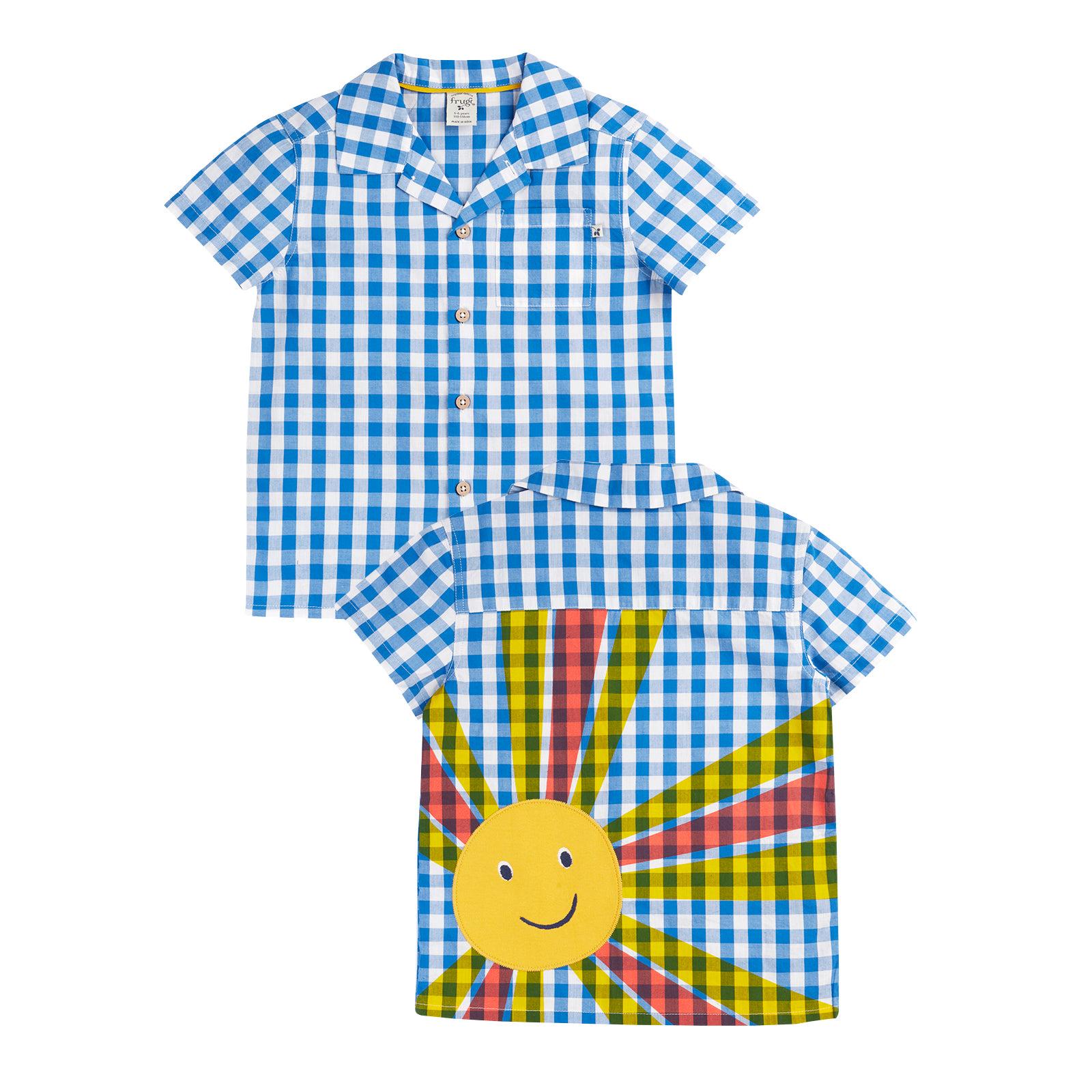 Cobalt Gingham/Sun Noah T-Shirt-Frugi-Modern Rascals