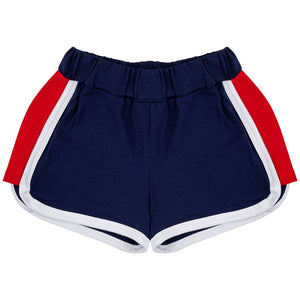 Colour Block Navy Retro Shorts - 1 Left Size 5-7 years-Raspberry Republic-Modern Rascals