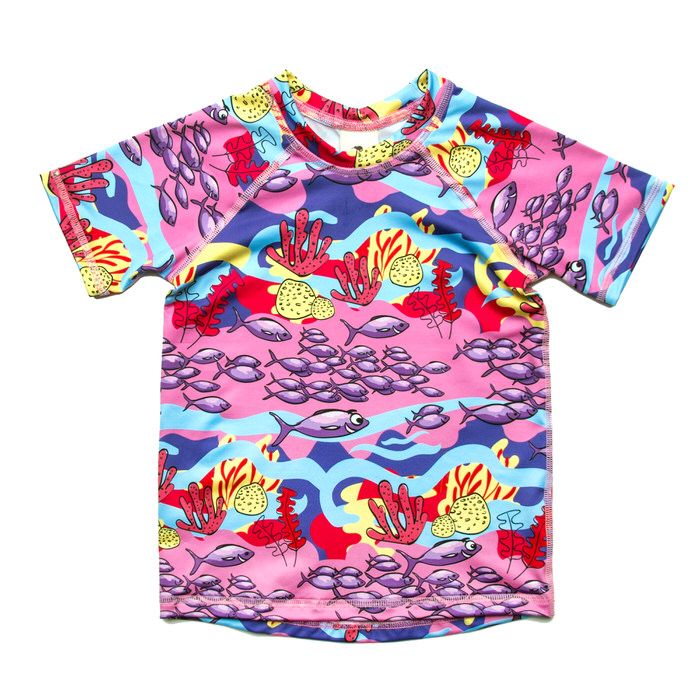 Coral Reef Short Sleeve Swim Shirt - 2 Left Size 2-4 & 4-6 years