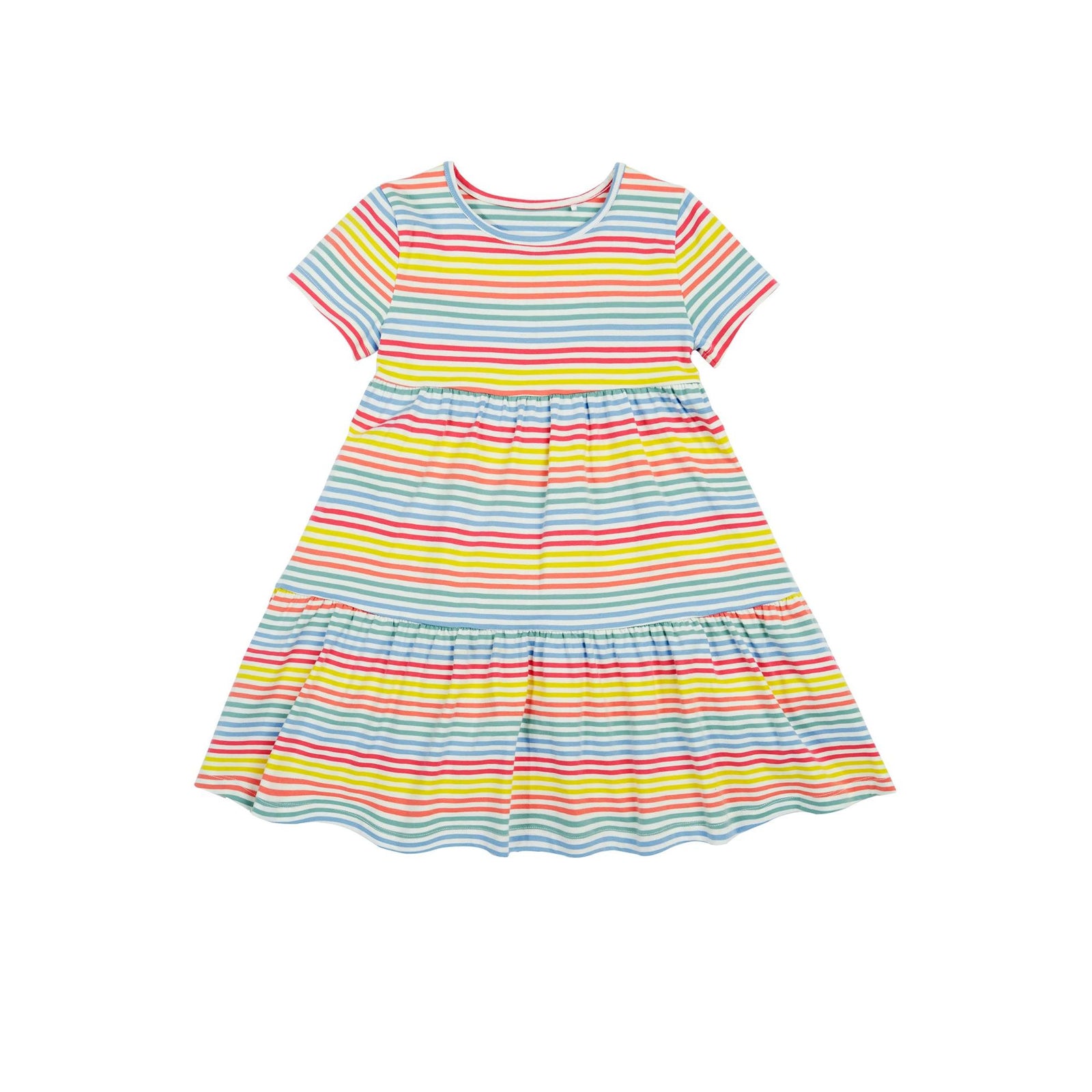 Cornflower Rainbow Stripe Lucy Dress - 2 Left Size 8-9 & 9-10 years-Frugi-Modern Rascals