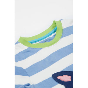 Cornflower Stripe / Collie Dog Porth PJs - Short Sleeve Shirt And Shorts Set - 2 Left Size 4-5 & 7-8 years-Frugi-Modern Rascals