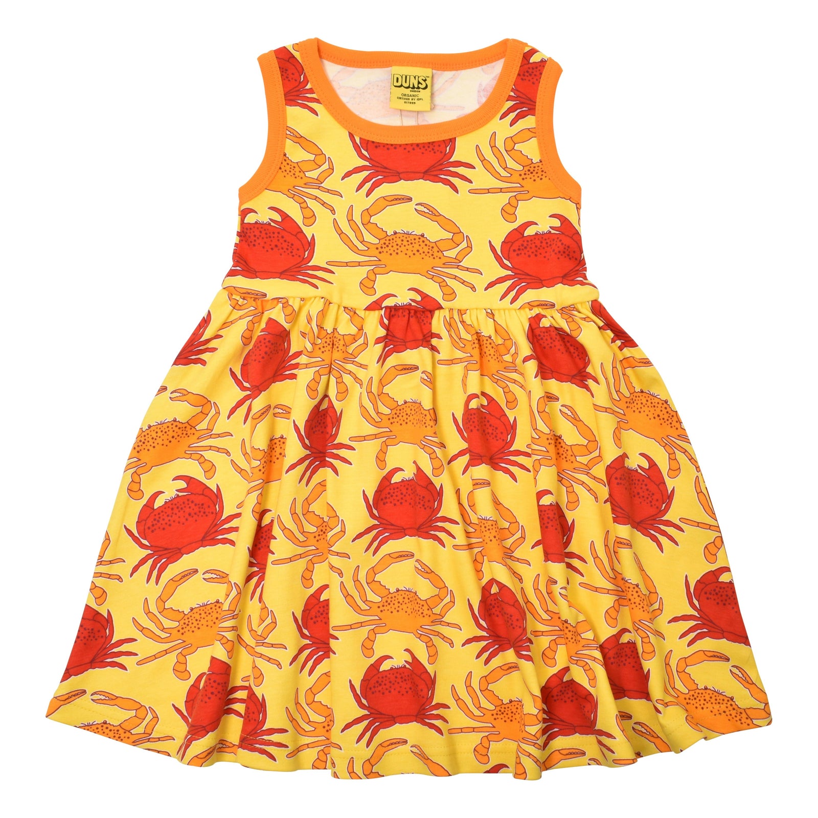 Crab - Vibrant Yellow Sleeveless Dress With Gathered Skirt - 2 Left Size 5-6 years-Duns Sweden-Modern Rascals