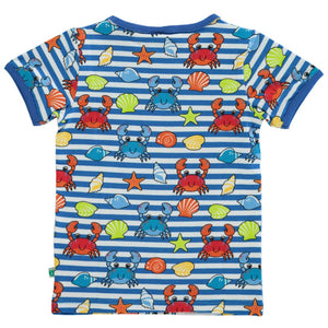 Crabs Short Sleeve Shirt in Brilliant Blue - 1 Left Size 9-10 years-Smafolk-Modern Rascals