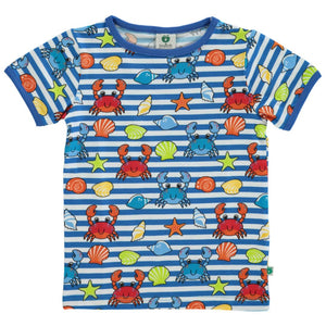 Crabs Short Sleeve Shirt in Brilliant Blue - 1 Left Size 9-10 years-Smafolk-Modern Rascals