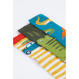 Crocodile Rock My Socks - 3 Pack - 1 Left Size 2-4 years-Frugi-Modern Rascals