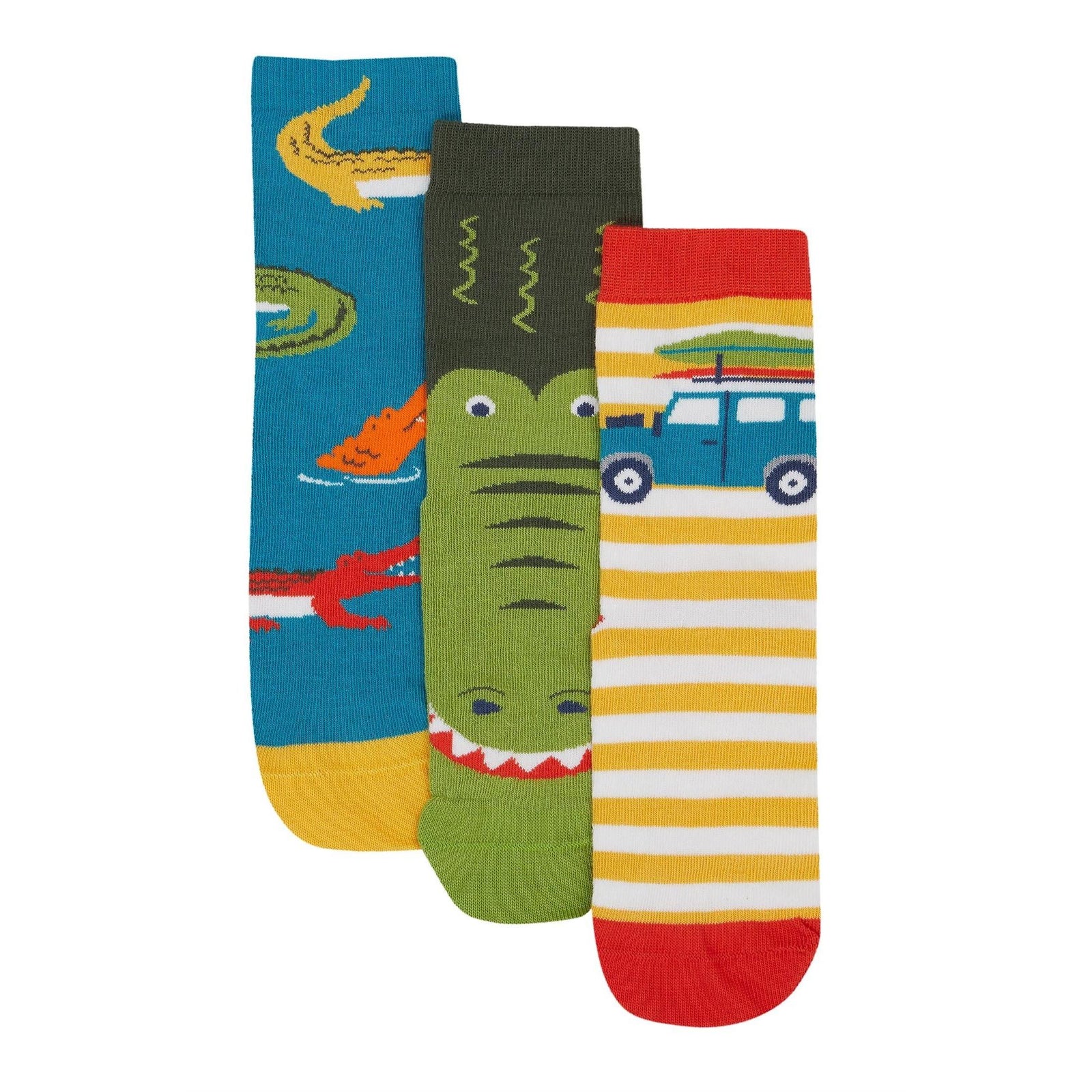 Crocodile Rock My Socks - 3 Pack - 1 Left Size 2-4 years-Frugi-Modern Rascals