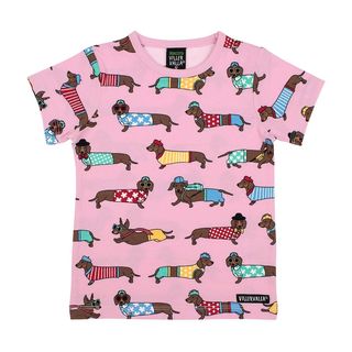 Dachshund Short Sleeve Shirt - Raspberry - 1 Left Size 3-4 years-Villervalla-Modern Rascals