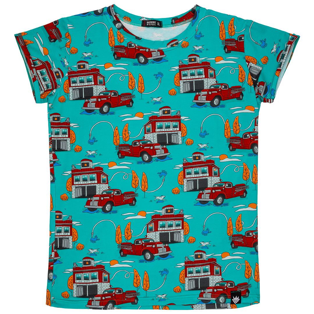Dad's Fire Engine Short Sleeve Shirt - 1 Left Size L-XL-Raspberry Republic-Modern Rascals