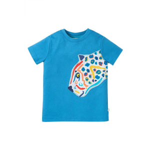 Deep Water / Jaguar Carsen Applique T-Shirt - 1 Left Size 4-5 years-Frugi-Modern Rascals