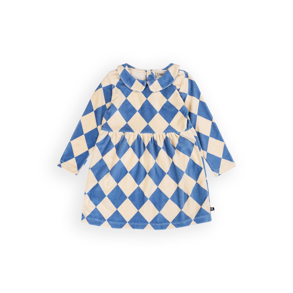 Diamond Velour Long Sleeve Skater Dress With Collar - 1 Left Size 10-12 years-CARLIJNQ-Modern Rascals