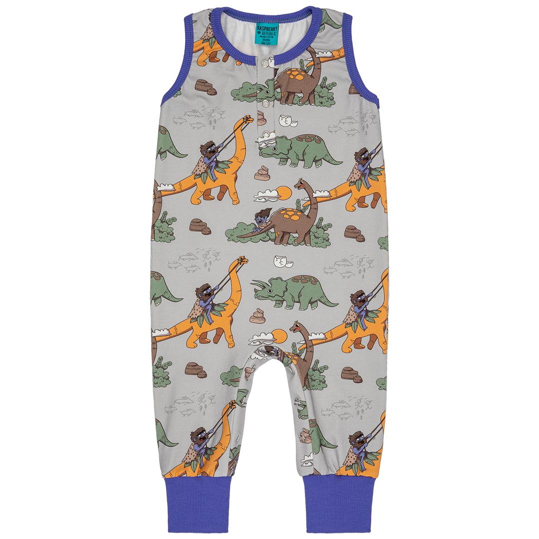 Dino Riders Grey Dungarees - 2 Left Size 6-9 months & 2-3 years-Raspberry Republic-Modern Rascals