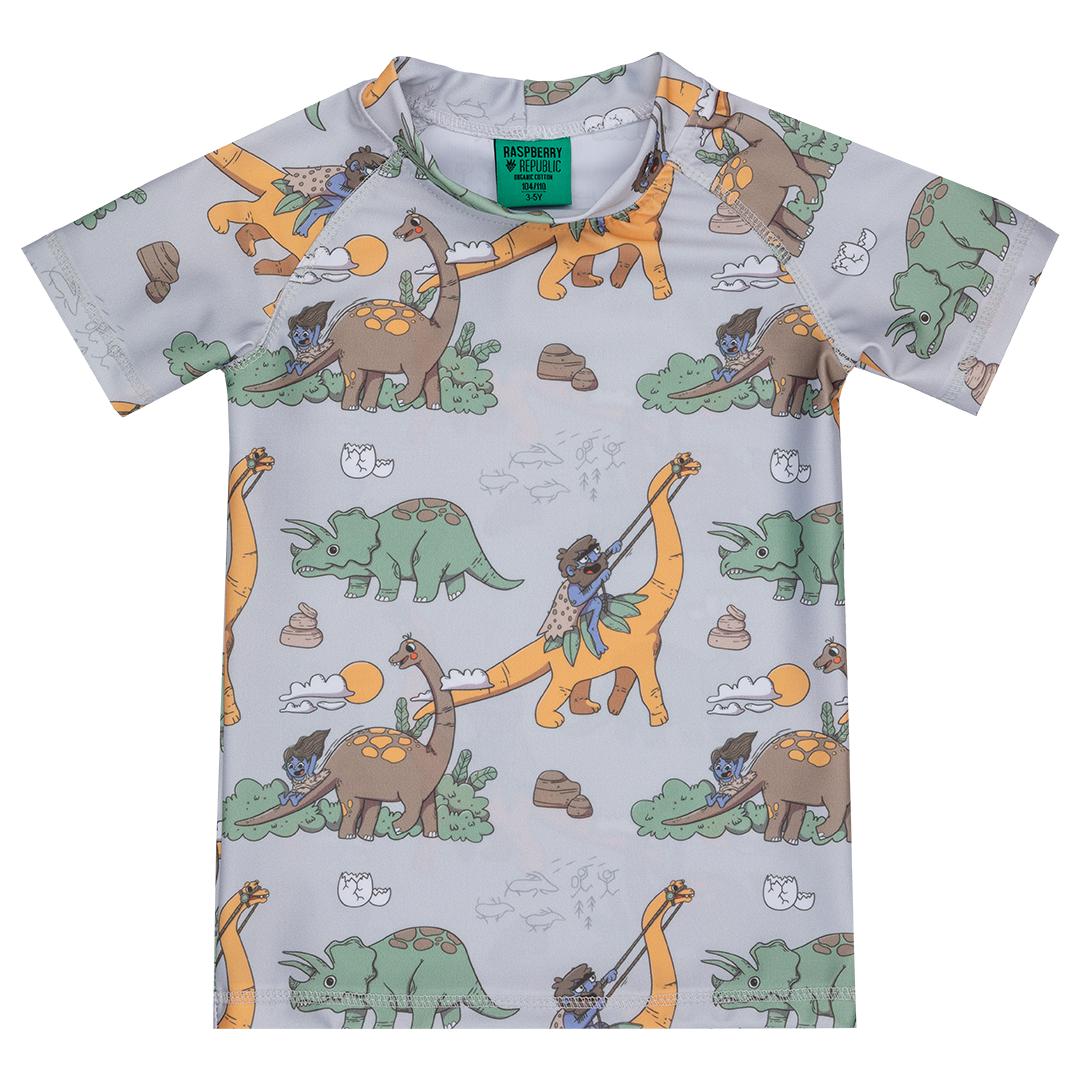 Dino Riders Grey Swim Shirt - 1 Left Size 3-5 years-Raspberry Republic-Modern Rascals
