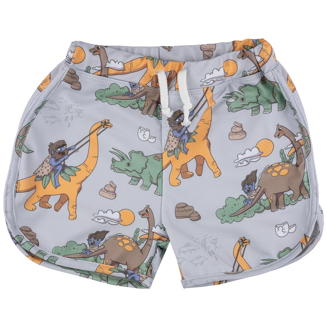 Dino Riders Grey Swim Trunks - 1 Left Size 3-5 years-Raspberry Republic-Modern Rascals