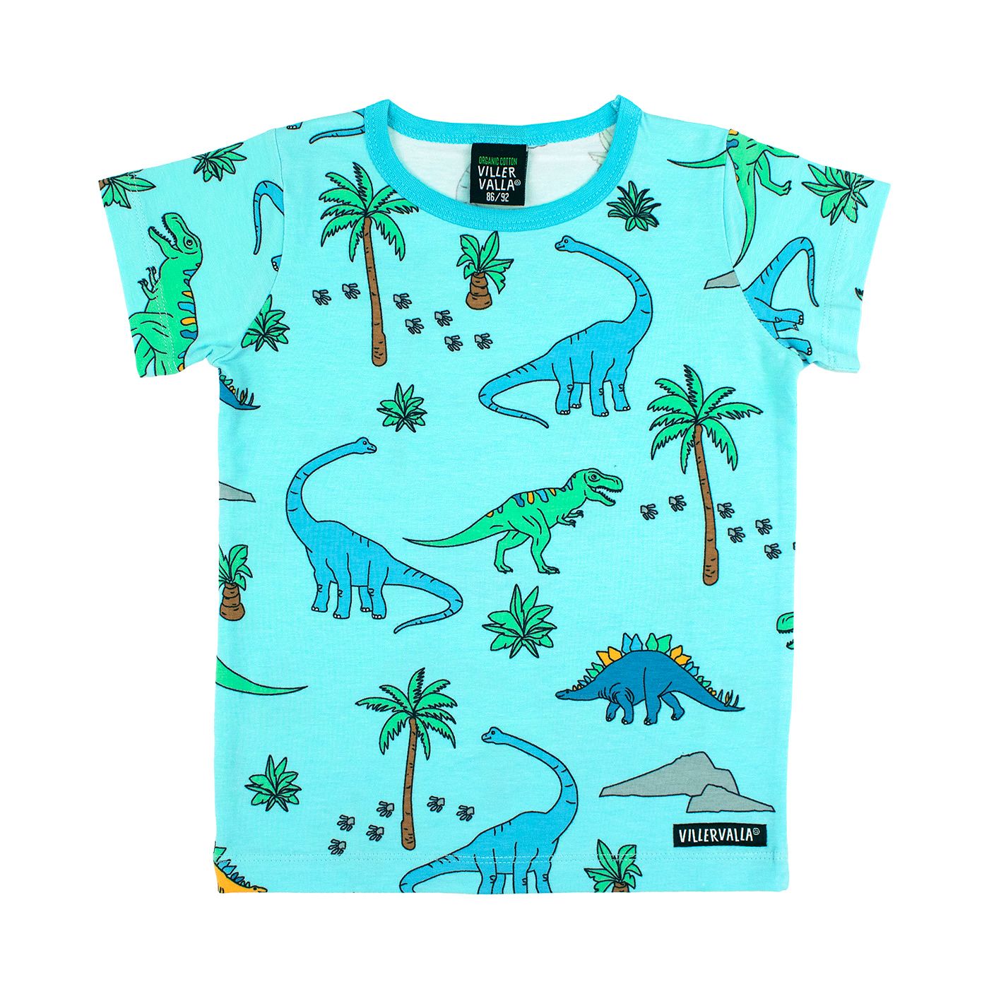 Dino Short Sleeve Shirt - Light Aruba - 2 Left Size 8-10 & 10-12 years-Villervalla-Modern Rascals