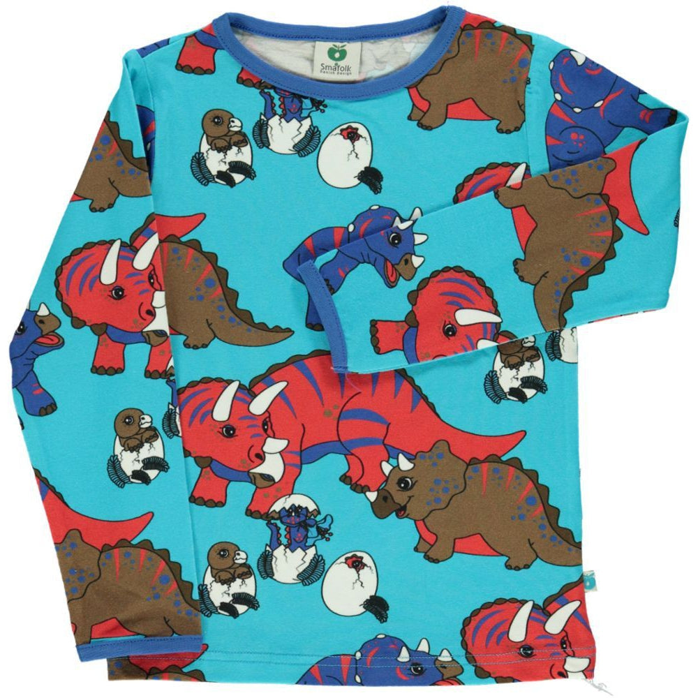 Dinosaur Long Sleeve Shirt - Blue Atoll - 1 Left Size 9-10 years-Smafolk-Modern Rascals