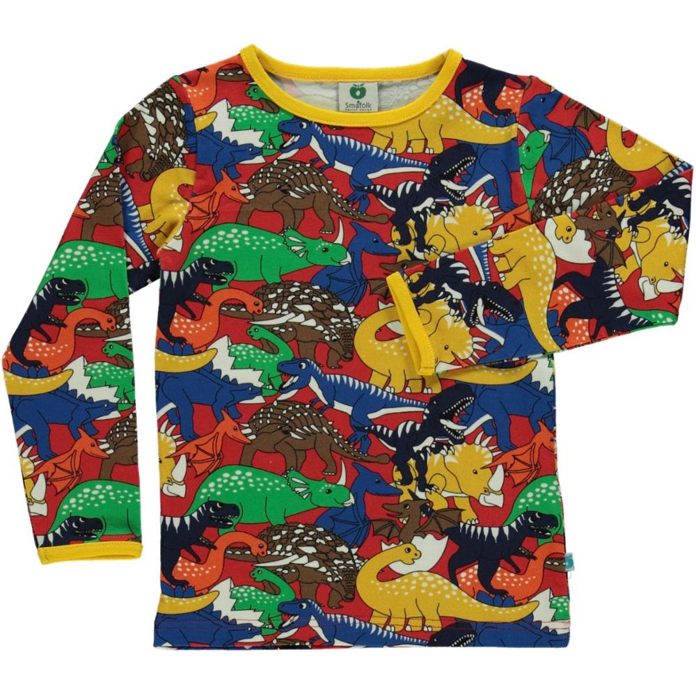 Dinosaurs Long Sleeve Shirt - Apple Red - 1 Left Size 11-12 years-Smafolk-Modern Rascals