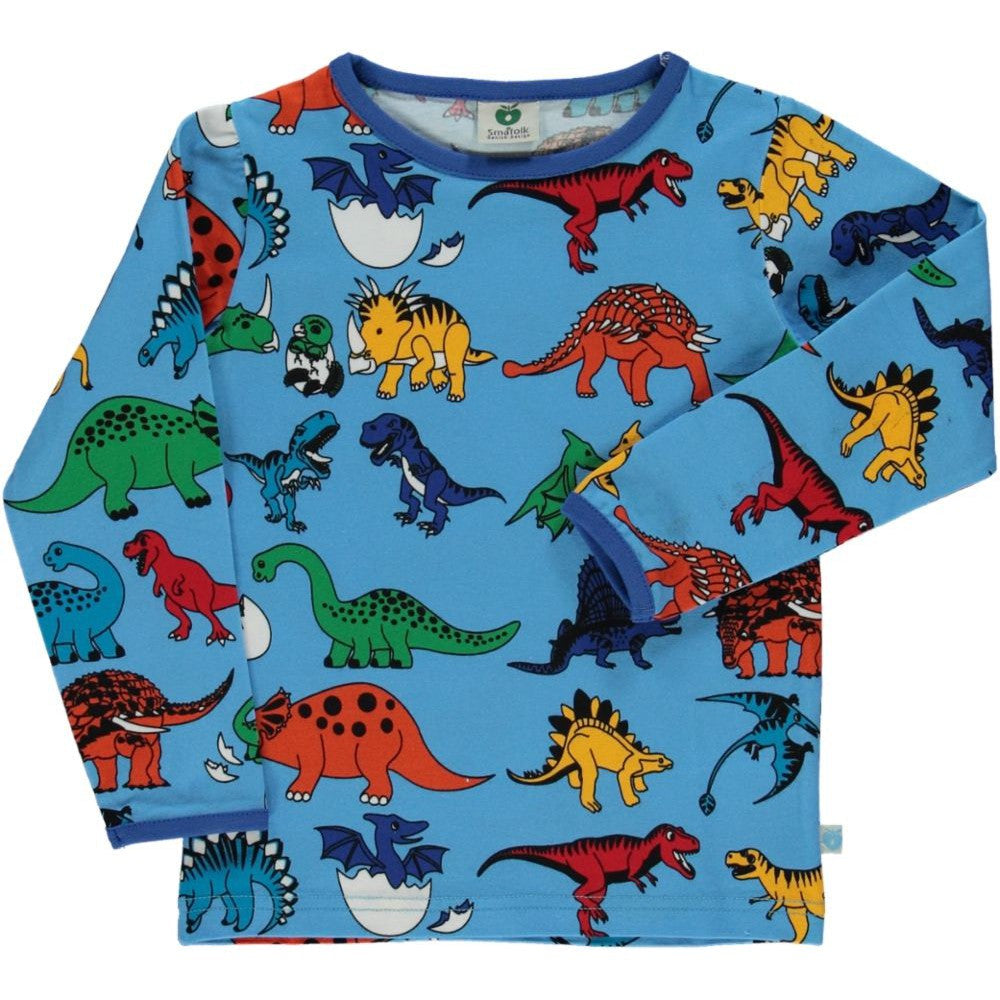 Dinosaurs Long Sleeve Shirt - Blue Grotto - 1 Left Size 11-12 years-Smafolk-Modern Rascals