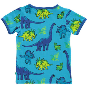 Dinosaurs Short Sleeve Shirt in Blue Atoll-Smafolk-Modern Rascals