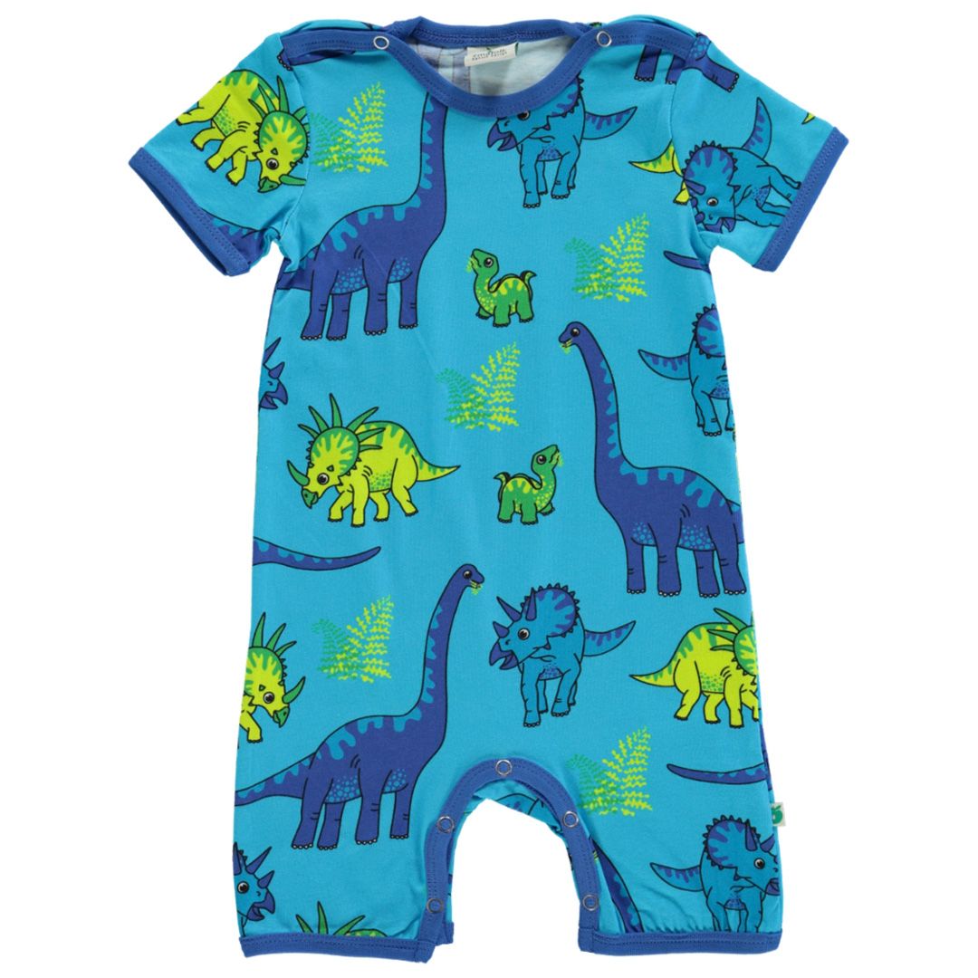 Dinosaurs Short Sleeve Suit - Blue Atoll - 2 Left Size 3-6 & 18-24 months-Smafolk-Modern Rascals