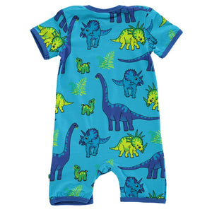 Dinosaurs Short Sleeve Suit - Blue Atoll-Smafolk-Modern Rascals