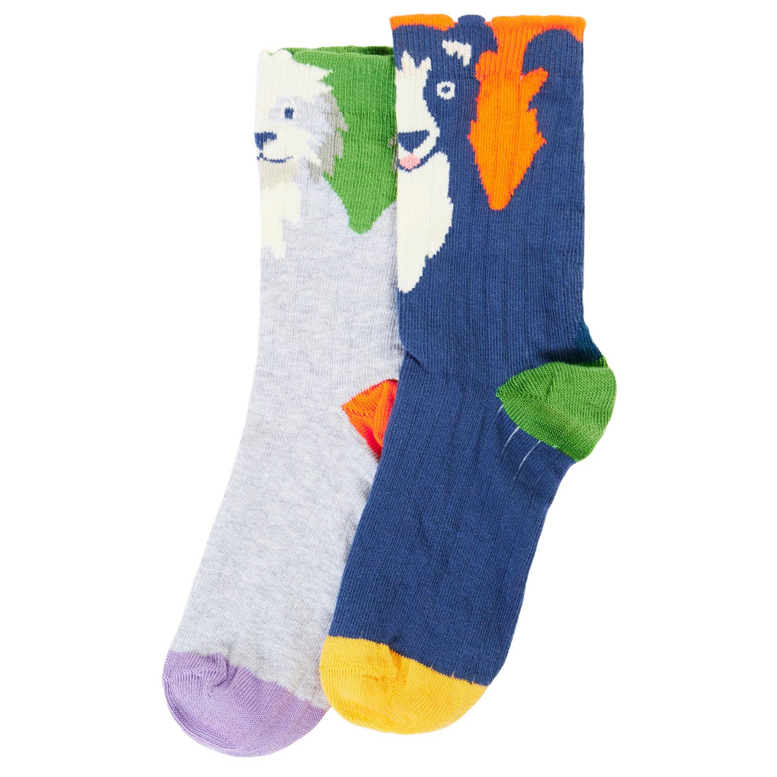 Dogs Character Socks - 2 Pack - 2 Left Size 2-4 & 4-6 years-Frugi-Modern Rascals
