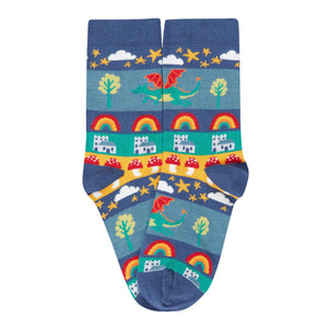 Dragon Skies Rock My Socks - 3 Pack - 1 Left Size 2-4 years-Frugi-Modern Rascals