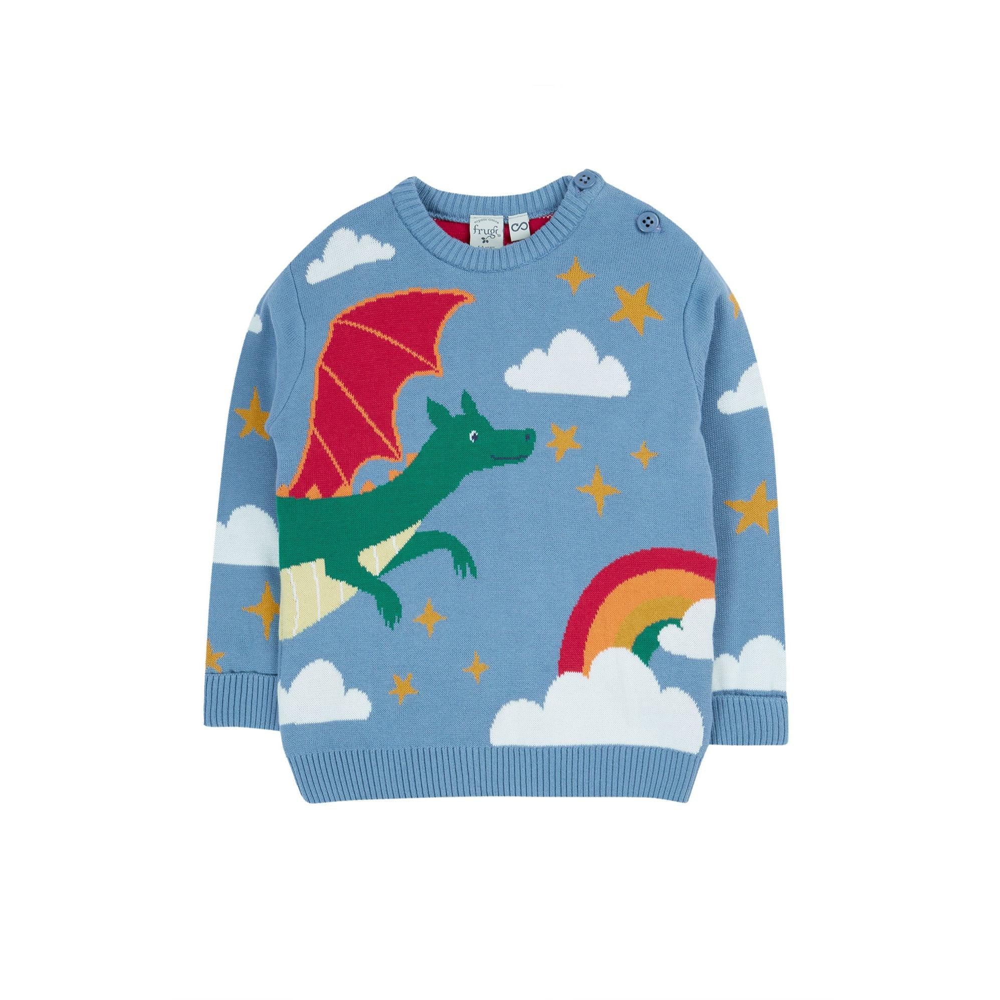 Dragon Skies Scene Elwood Knitted Sweater-Frugi-Modern Rascals
